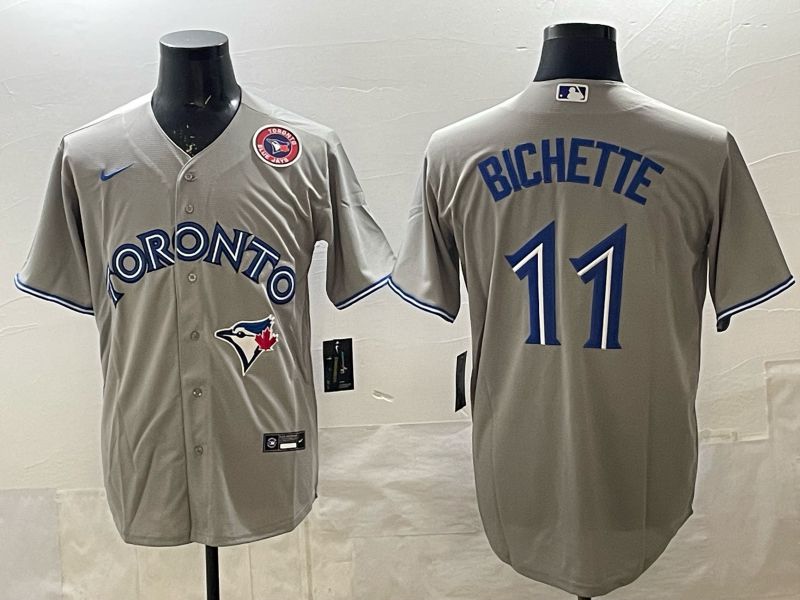 Men 2025 Toronto Blue Jays #11 Bichette Grey Game Nike MLB Jersey style 02
